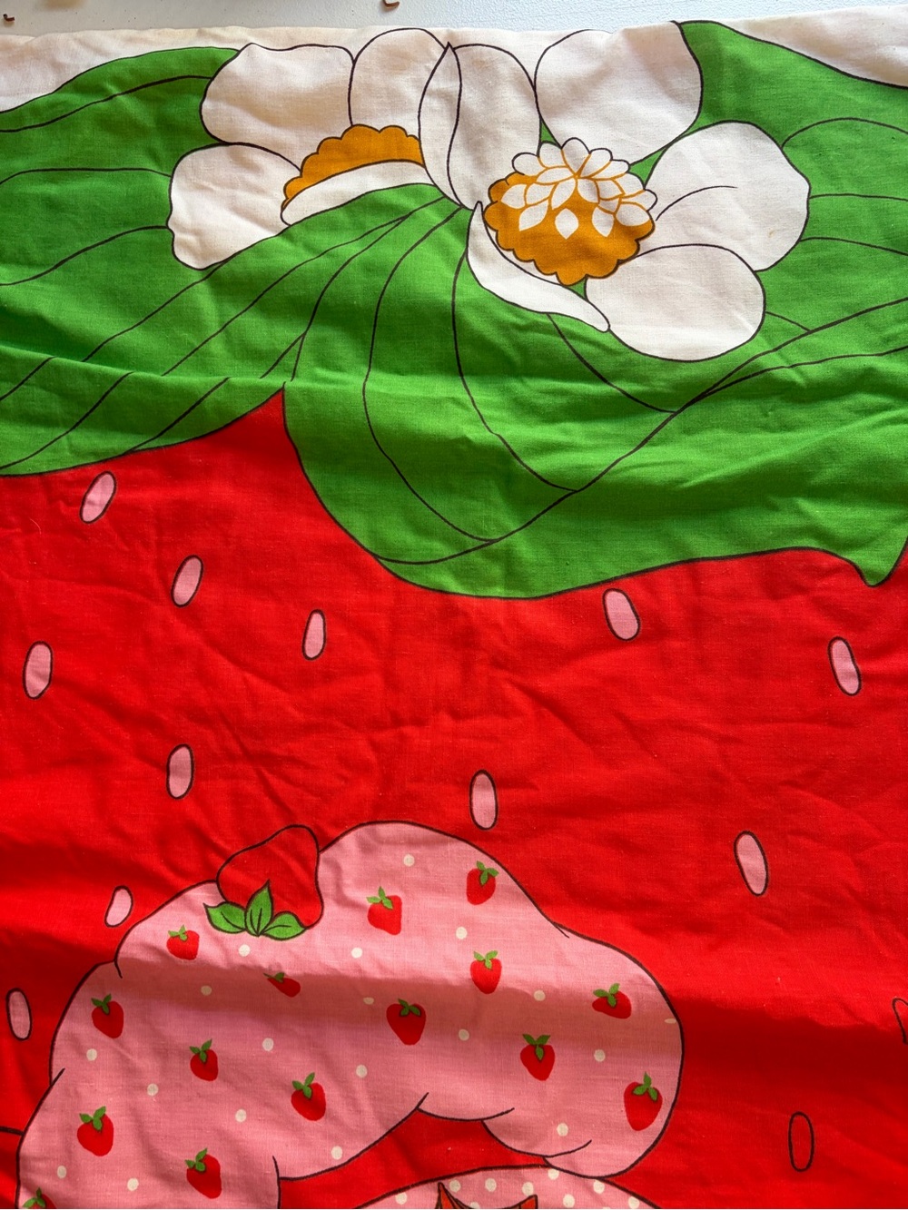 VINTAGE 1980 Strawberry Shortcake Fabric Baby Blanket Throw Spring Mills retro - Picture 4 of 8